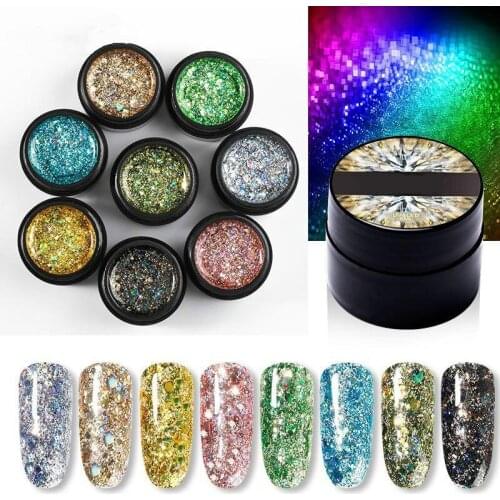 5ml Shiny Diamond Glitter Gel Nail Polish Hybrid Varnishes For Manicure Nail Art Design Gel Polish Top and Base Set