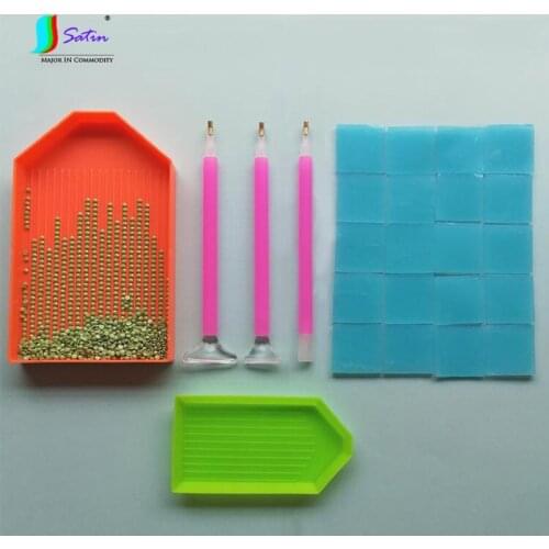 Diamond Painting Diy Handmade Tool Set Big Plate With 3/6/9 Stones Pen With Blue Glue Wax S0391L