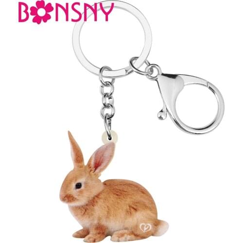 Bonsny Acrylic Brown Easter Eggs Hare Rabbit Bunny Keychains Keyring Animal Key Chain Jewelry For Women Girls Teen Classic Gifts