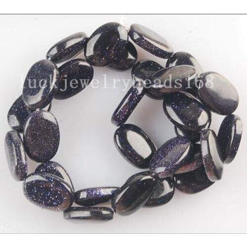 Free shipping Women Fashion Jewelry 10x14mm Fashion Blue Goldstone Oval Loose Beads 15.5" FG6257