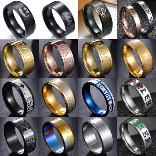 Alphanumeric stainless steel simple ring wedding ring 8mm letter couple gold / Queen mood ring color change