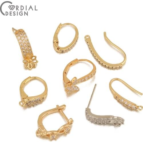 Cordial Design 4Pcs Jewelry Findings & Components/CZ Earring Hooks/Hand Made/DIY Making/Genuine Gold Plating/Earring Accessories