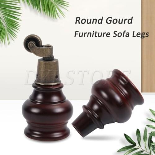 1/4 Pcs Wooden Round Gourd Furniture Legs Mid-Century Modern Solid Wood Sofa Legs For Couch Armchair Recliner Dresser Cabinet