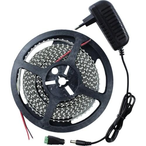 Double Row 3528 LED Strip Flexible Light DC12V 240leds/m 5m/lot Lampada LED Light Tape Ribbon Lamp with 12V Power Adapter