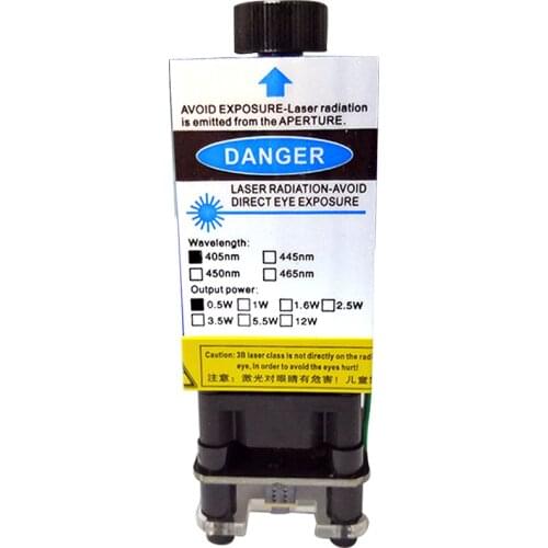 Focusable Blue Laser Module, 500mW, 405nm, Engraving and Cutting, TTL, PWM, Control, 0.5W, 5A 12V Laser Head