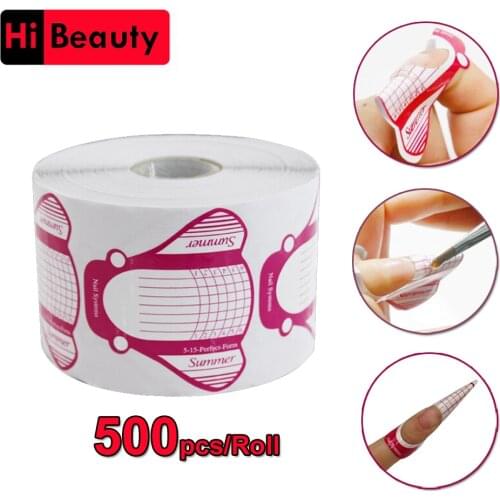 High Quality 500pcs/roll Nail Form Pro Nail Art Guide Form Acrylic Tips Gel Extension Sticker Nail Polish Curl Form Accessory