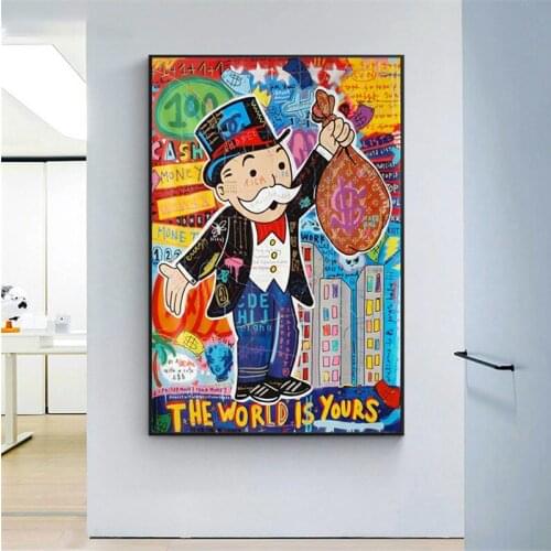 Alec Monopoly Graffiti Wall Art Money Paintings on The Wall Art Posters and Prints The World is Yours Modern Art Wall Pictures