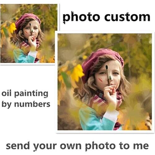 Oil Painting By Numbers Photo Custom Paint Pictures Drawing Canvas Coloring By Number Children Family DIY Gift