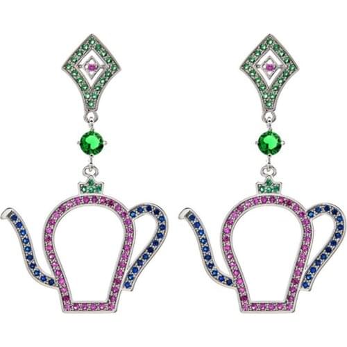 Classic exaggeration with the national style of tassel color teapot zircon earrings Fashion gifts for women/girls ER-286