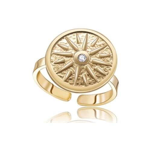 2021 New Adjustable Opening Rings For Women Vintage Stainless Steel Round Shape Texture Gold Finger Ring Jewelry Anillos Mujer