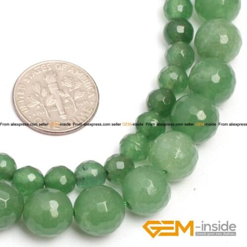 10mm Round Faceted Green Aventurine Jad Beads Natural Stone Beads DIY Loose Beads For Jewelry Making Strand 15" Wholesale