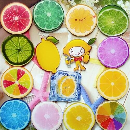Maxsin 10 PC Cute Orange pear Lemon Fruits Acrylic Badges Icons on The Backpack Pin Badge Decoration Badges for bags and clothes