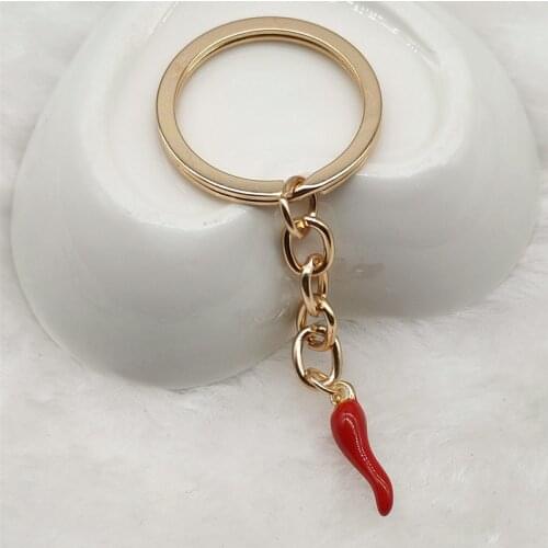 Mini red small chili keychain cute red pepper key ring for gift