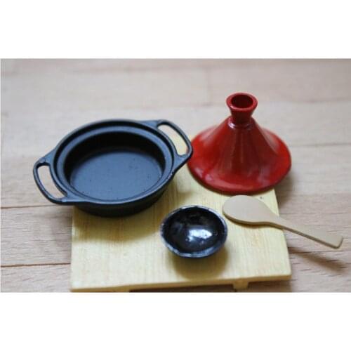 1/12 Scale Dollhouse Miniature Kitchen Utensils Tajine Pot Doll House Cooking Ware Pretend Play Kitchen Toys