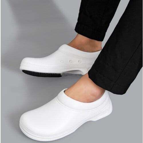 Jumpmore Men Loafers Chef Shoes Non-slip Shoes Kitchen Shoes Hotel Restaurant Food Factory Oil-proof Work Shoes Size 36-45