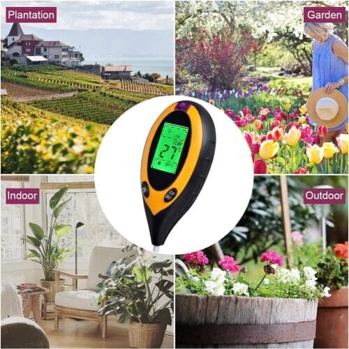 Soil Test Kit 4 IN 1 Digital PH Meter for Soil with Sunlight/Moisture/Temperature Measuring Tester Tool for Garden Farm Lawn