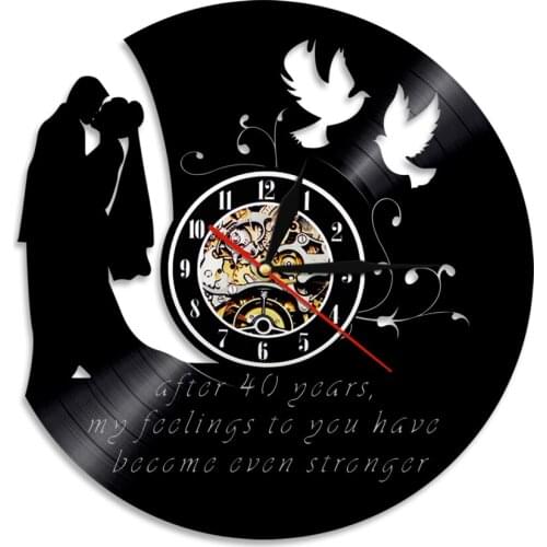 Personalized Wedding Vinyl Record Wall Clock Custom Marriage Anniversary Quote Wall Watch Mr and Mrs Wedding Vintage Home Decor