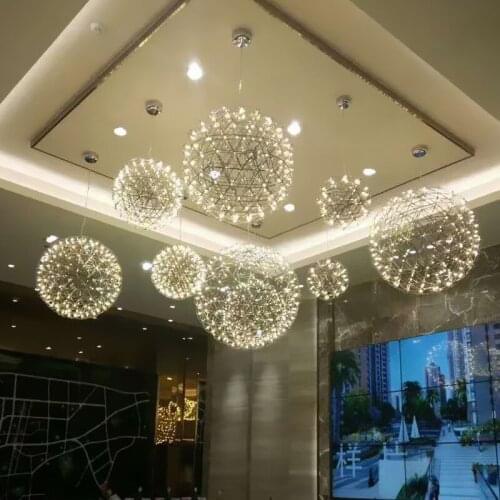 Stainless steel LED fireworks lamp ball LED fireworks lamp ball chandeliers lighting restaurant villas hotel project lighting