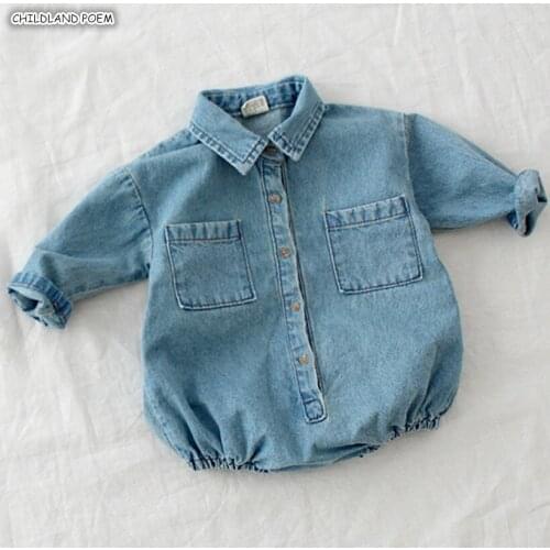 Newborn Baby Romper Denim New Born Baby Clothes Long Sleeve Infant Baby Boy Girl Romper Clothes Infant Toddler Jumpsuit Clothes