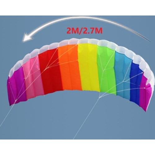 2/2.7m High Quality Dual Line Parafoil Parachute Sports Beach Kite Soft Parafoil Surfing Kite Large Outdoor Beach Flying Kite