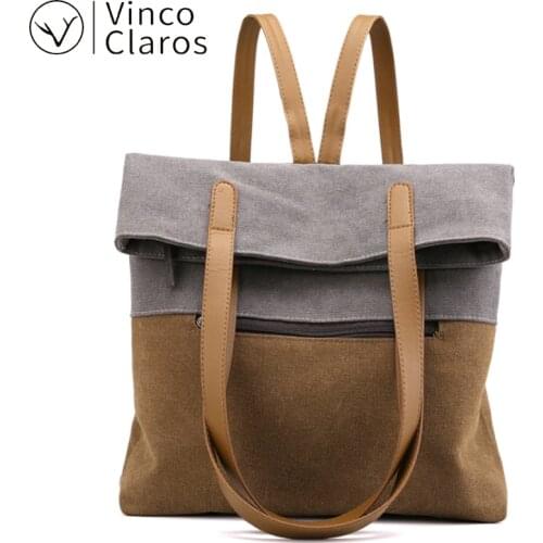 Panelled Canvas Designer Backpack Women Multifunctional Multi-purpose Back Pack Travel Large Shopper Bag Mochilas Para Mujer