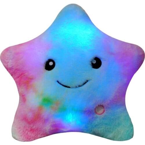 40*35cm Lovely Luminous Five-pointed Star Plush Toys Cute Led Glowing Colorful Stars Plushie Pillow Stuffed Soft Decor Gifts