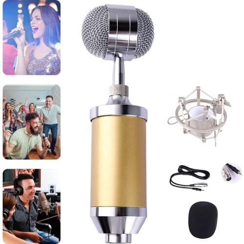 Professional Condenser Microphone Portable Mini K Song Karaoke Mic Kit for Mobile Computer Recording Network Youtuber Video Live