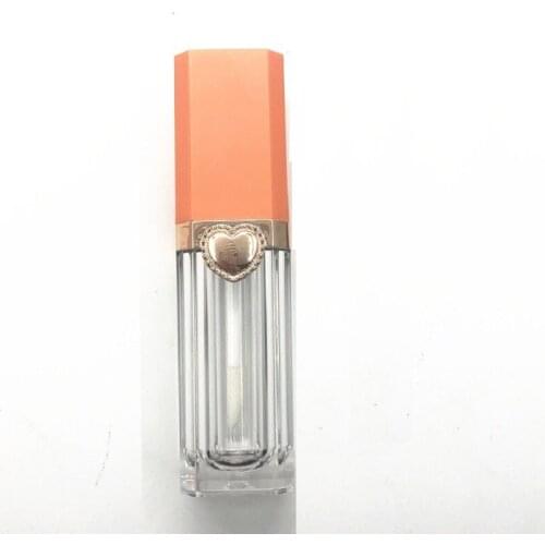 9ml Empty Clear Lip Gloss Tube Plastic Square Cosmetic Packaging Container Orange Cap Lipgloss Containers Filling Bottle 30pcs