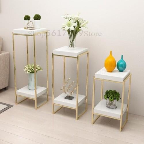 Light luxury stainless steel flower stand living room pot rack floor type indoor flower stand rack small flower