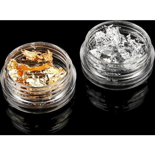 Silver & Golden Nail art Foil Flakes leaf Set for False Nail Art Decoraion