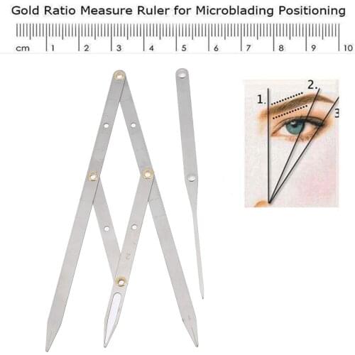 Shellhard 1pc Permanent Eyebrow Calipers Ruler Stainless Steel Microblading Calipers Eyebrow Tattoo Design Calipers Stencil