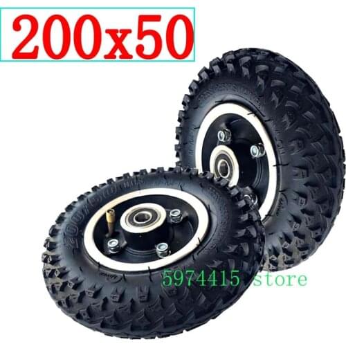 Tire Size 8X2" and Inner Tube 200X50 Full Wheels Off Road Tyre for Electric Scooter Wheel Chair Truck Pneumatic Trolley Cart