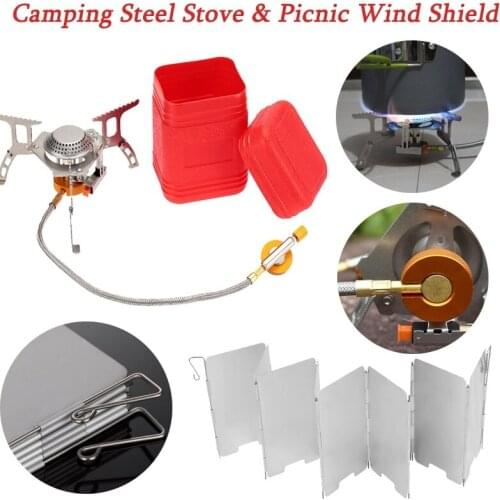 Camping Foldable Gas Stove Outdoor Camping Stove Cooking Portable Gas Furnace Foldable Picnic Split Burners 3500W with Box