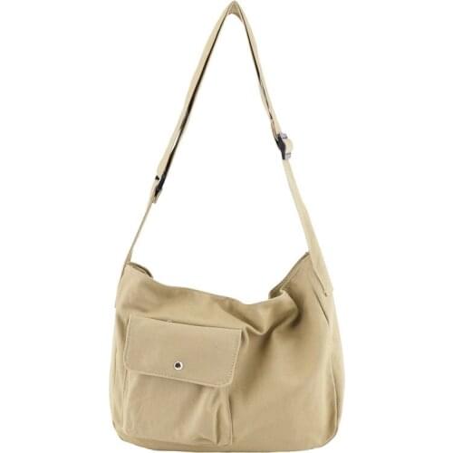 Simple Large Capacity Single Shoulder Bag Ins Harajuku Mori Literature And Art Canvas Bag Net Red Solid Color Student Messenger