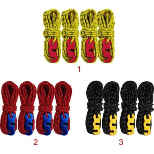 4 PCS/Set 4m Reflective Wind Rope 3mm With Aluminum Alloy 3 Holes Buckle Adjuster Windproof Noose Tent Accessories