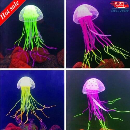 1pcs Glowing Moon Jellyfish Aquarium Decor Artificial Jellyfish Fish Tank Ornament Harmless to all fish For both fresh and salt