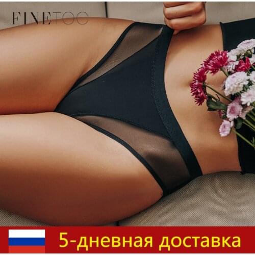 FINETOO M-2XL Women Mesh Underwear 3Pcs/set Soft Low Waist Transparent Underpants Sexy Ladies Briefs Fashion Female Lingerie New