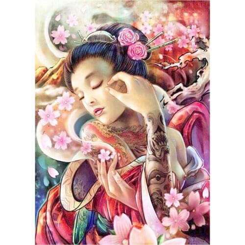 Japan Geisha Diamond Painting Portrait Woman Round Full Drill 5D Nouveaute DIY Mosaic Embroidery Cross Stitch Home Decor XN1452