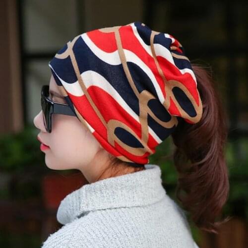 Female Beanie Bonnet Autumn Winter Caps Hip-hop Cap Hats For Women Beanies Vintage Striped Women Warm Beanie Top Fashion Casual