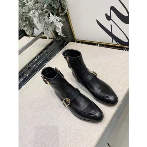 Dr. Martens Boots Womens 2020 Autumn and Winter natural Leather Thin Chunky Heel Boots Womens Leather Boots