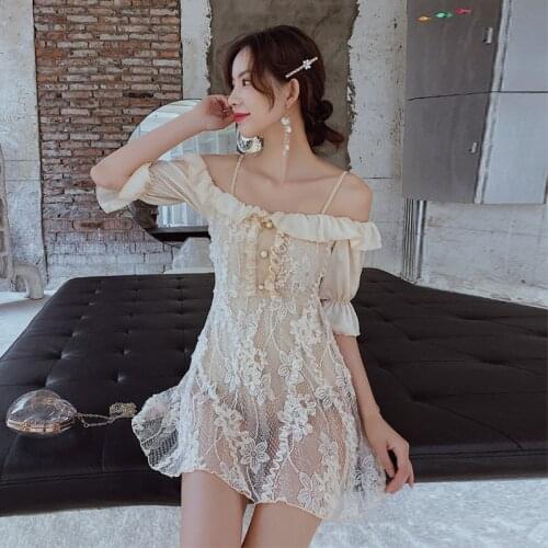 Womens Swimwear One Piece Swimsuit Woman Sports Solid Female Original Girl 2020 New Lace Skirt Swimsuit Fused Trikini