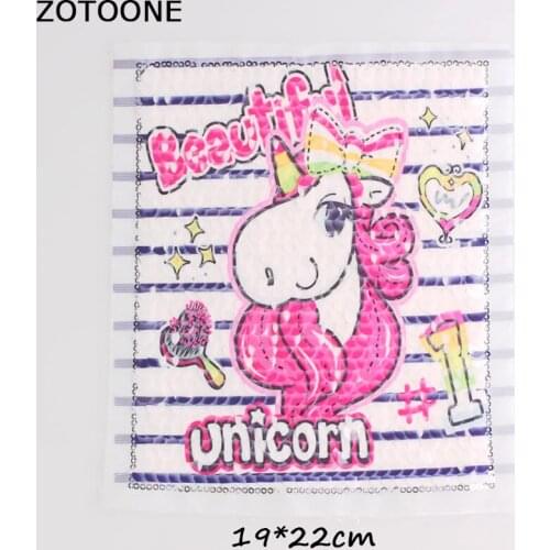 ZOTOONE Beautiful Unicorn Sequin Patches Sew on Patches for Clothes DIY Cartoon Patches Applique Bag Clothing Coat Jeans Craft F