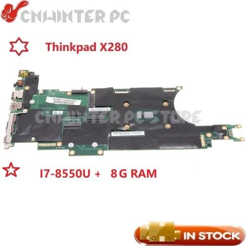 NOKOTION 01LX675 EX280 NM-B521 For Lenovo Thinkpad X280 Laptop Motherboard SR3LC i7-8550U CPU 8G RAM Intel GMA HD 620