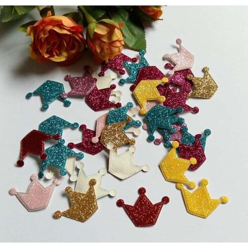 100PCS Colored Glitter Crown applique patch accessories diy accessories craft scrapbook kids birthday party supply