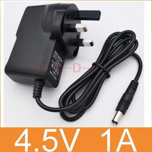 100PCS high quality 4.5V1A AC 100V-240V Converter Adapter DC 4.5V 1A Power Supply 1000mA UK 3 Plug DC 5.5mm x 2.1mm