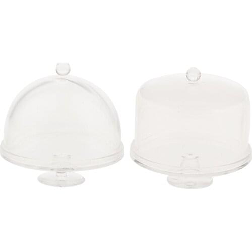 2Pcs Dollhouse Miniature 1/12 Clear Dessert Snack Can with Half Round Lid