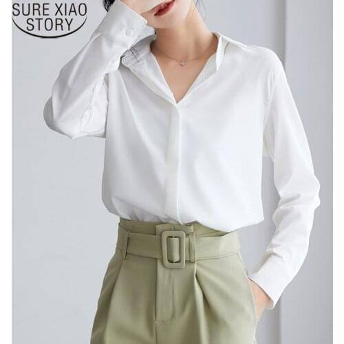 2021 Spring Autumn Long Sleeve Chiffon Shirt Simple Women Shirts Office Lady Fashion Women White Shirt and Blouse Blusas Tops