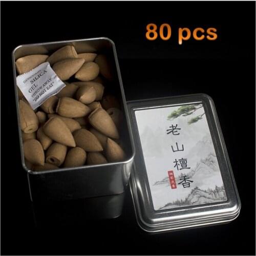 80pcs Natural Reflux Tower Incense sandalwood incense Smoke incense cones Reflux Tower Backflow Tibetan Incense Bullet