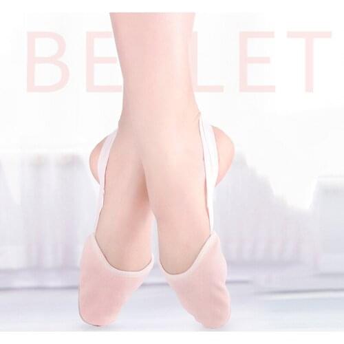 Ballet shoes half sole lyrical shoes ballet slippers stretch canvas dance shoes leather closed toe half sandal mordern shoes