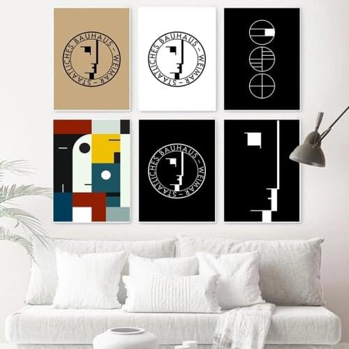 Bauhaus Exhibition Abstrsct Geometric Minimalist Canvas Painting Poster Print Abstract Wall Art Picture Living Room Home Decor